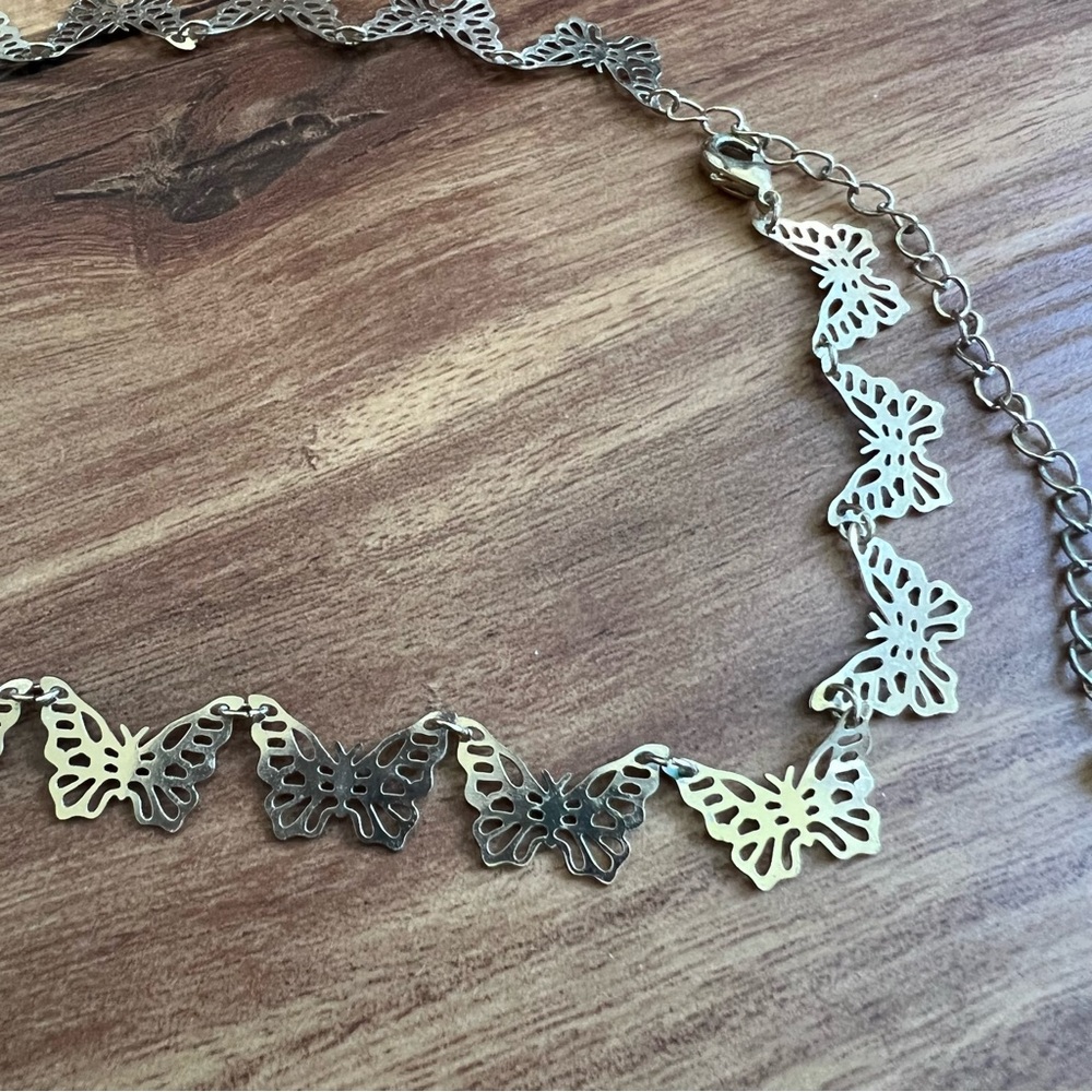 Gold tone Butterfly chain necklace y2k